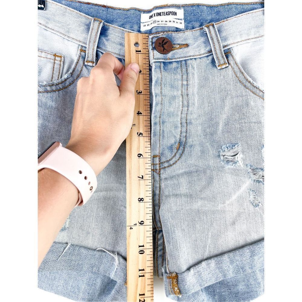 FP One x One Teaspoon Women's Jean Shorts Florence Charger Denim Distressed Shor - Picture 7 of 14